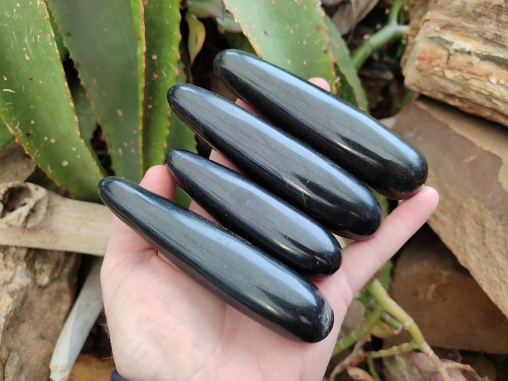 Polished Black Basalt Massage Wands x 12 From Madagascar