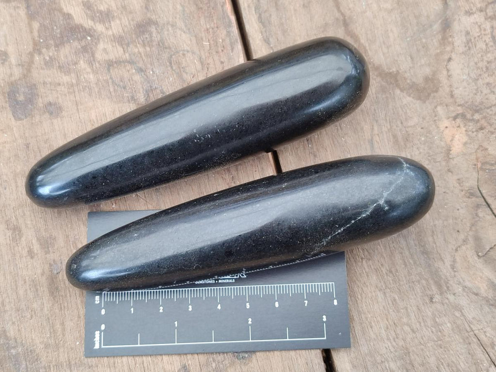 Polished Black Basalt Massage Wands x 12 From Madagascar