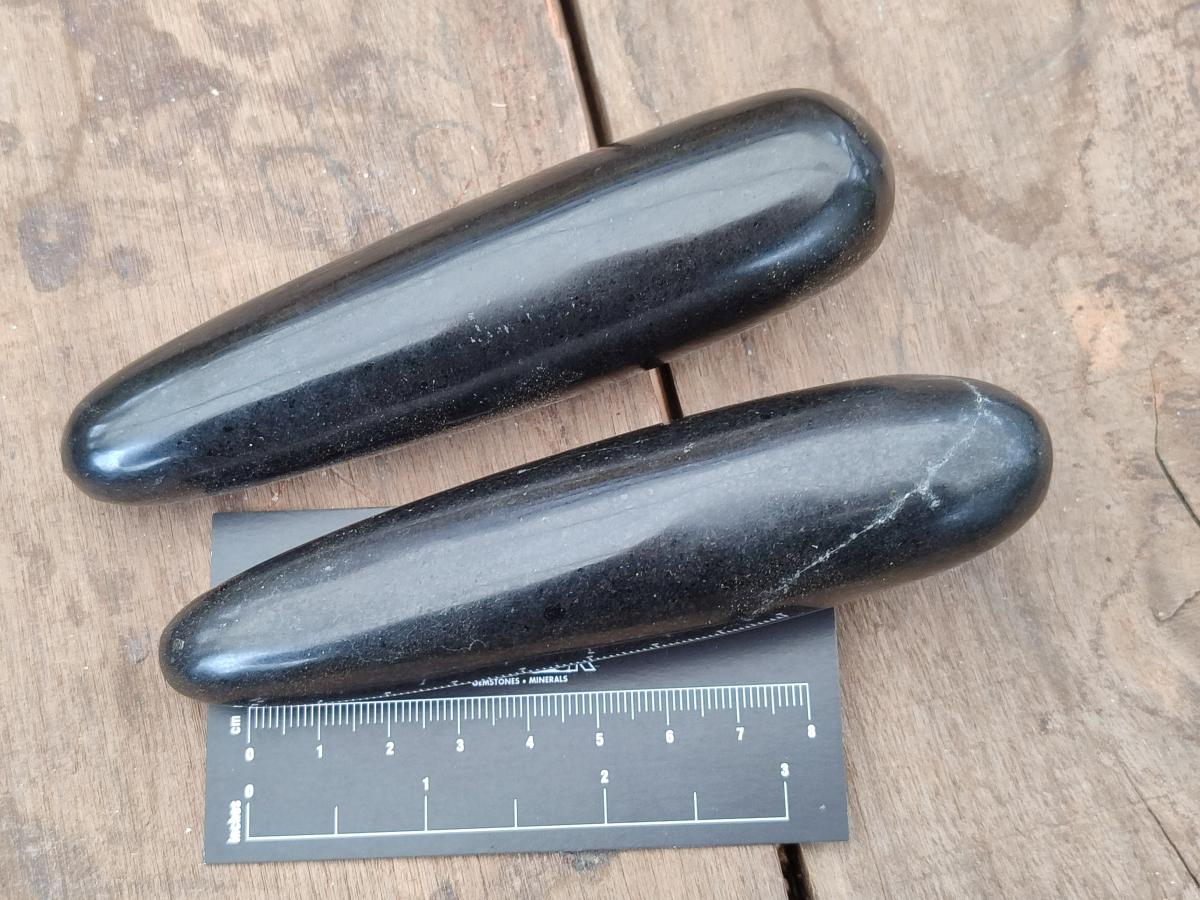 Polished Black Basalt Massage Wands x 12 From Madagascar