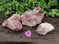 Natural Red Hematoid Quartz Clusters x 3 From Karoi, Zimbabwe