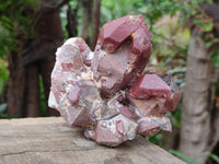 Natural Red Hematoid Quartz Clusters x 3 From Karoi, Zimbabwe