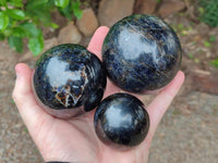 Polished Blue Iolite Water Sapphire Spheres x 3 From Madagascar