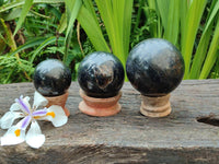 Polished Blue Iolite Water Sapphire Spheres x 3 From Madagascar