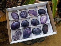 Polished Lepidolite Galets x 12 From Zimbabwe