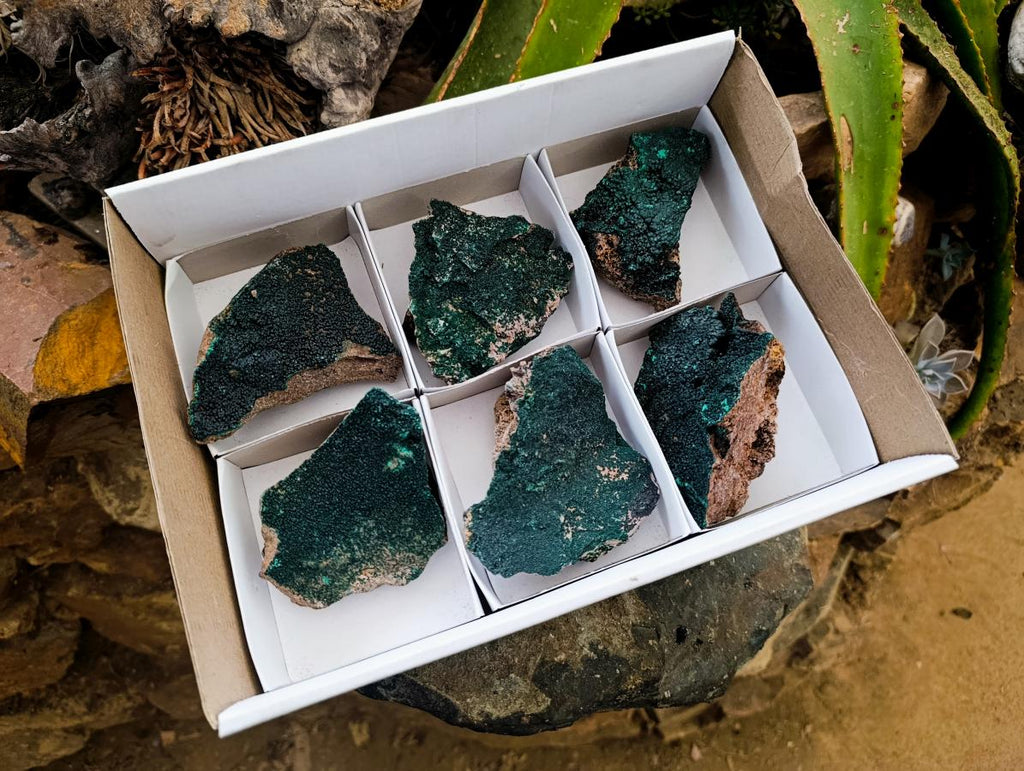 Natural Crystalline Malachite Specimens x 6 From Tenke Fungurume, Congo