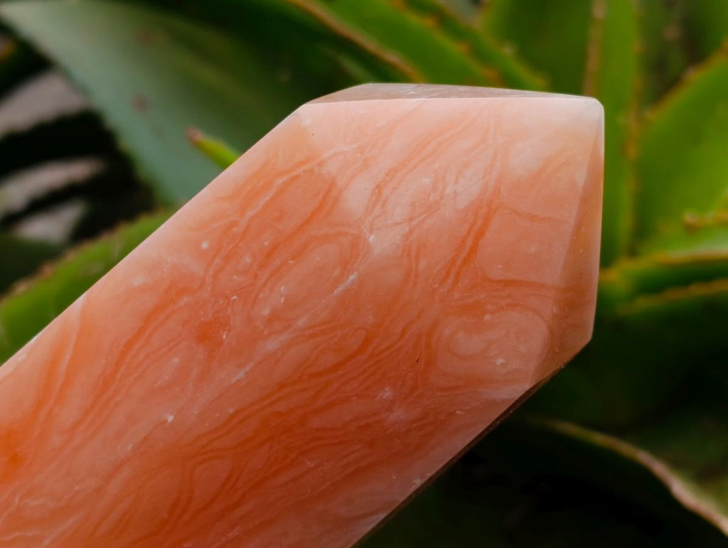 Polished Orange Twist Calcite Points x 2 From Maevantanana, Madagascar