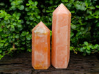Polished Orange Twist Calcite Points x 2 From Maevantanana, Madagascar