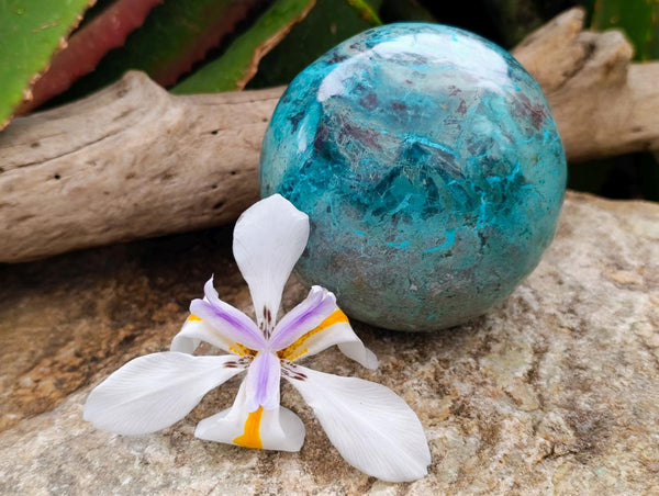 Polished Hand Made Chrysocolla Sphere x 1 From Congo