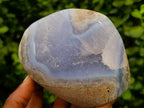 Polished Blue Lace Agate Standing Free Forms x 2 From Nsanje, Malawi