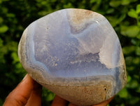 Polished Blue Lace Agate Standing Free Forms x 2 From Nsanje, Malawi