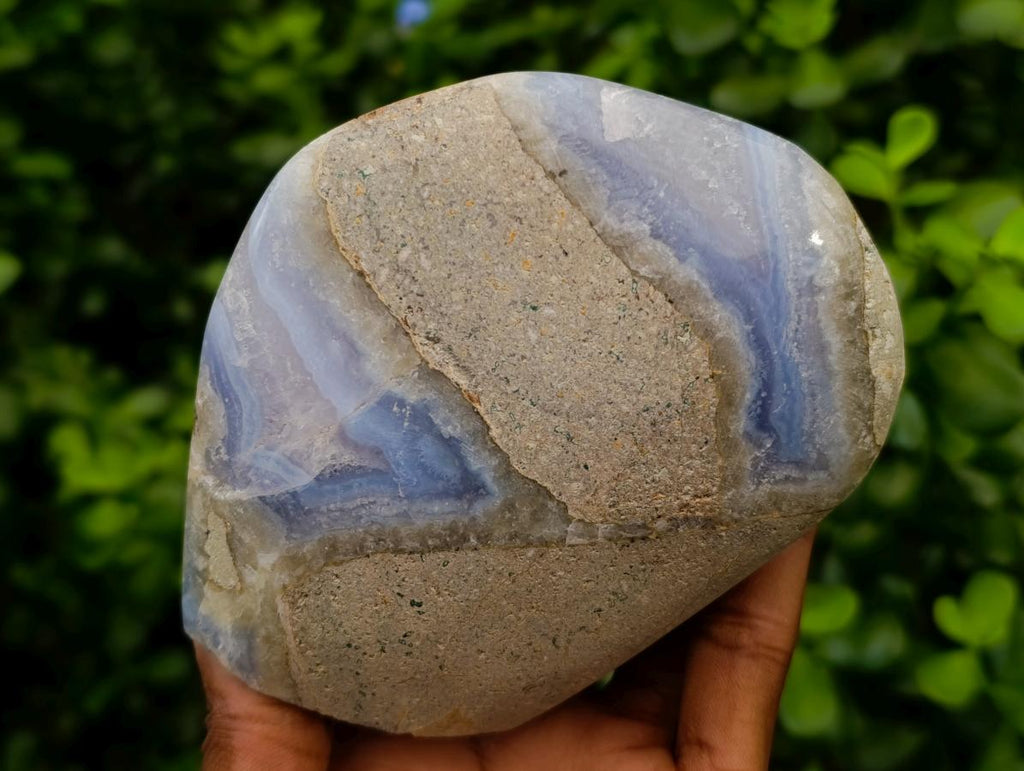 Polished Blue Lace Agate Standing Free Forms x 2 From Nsanje, Malawi