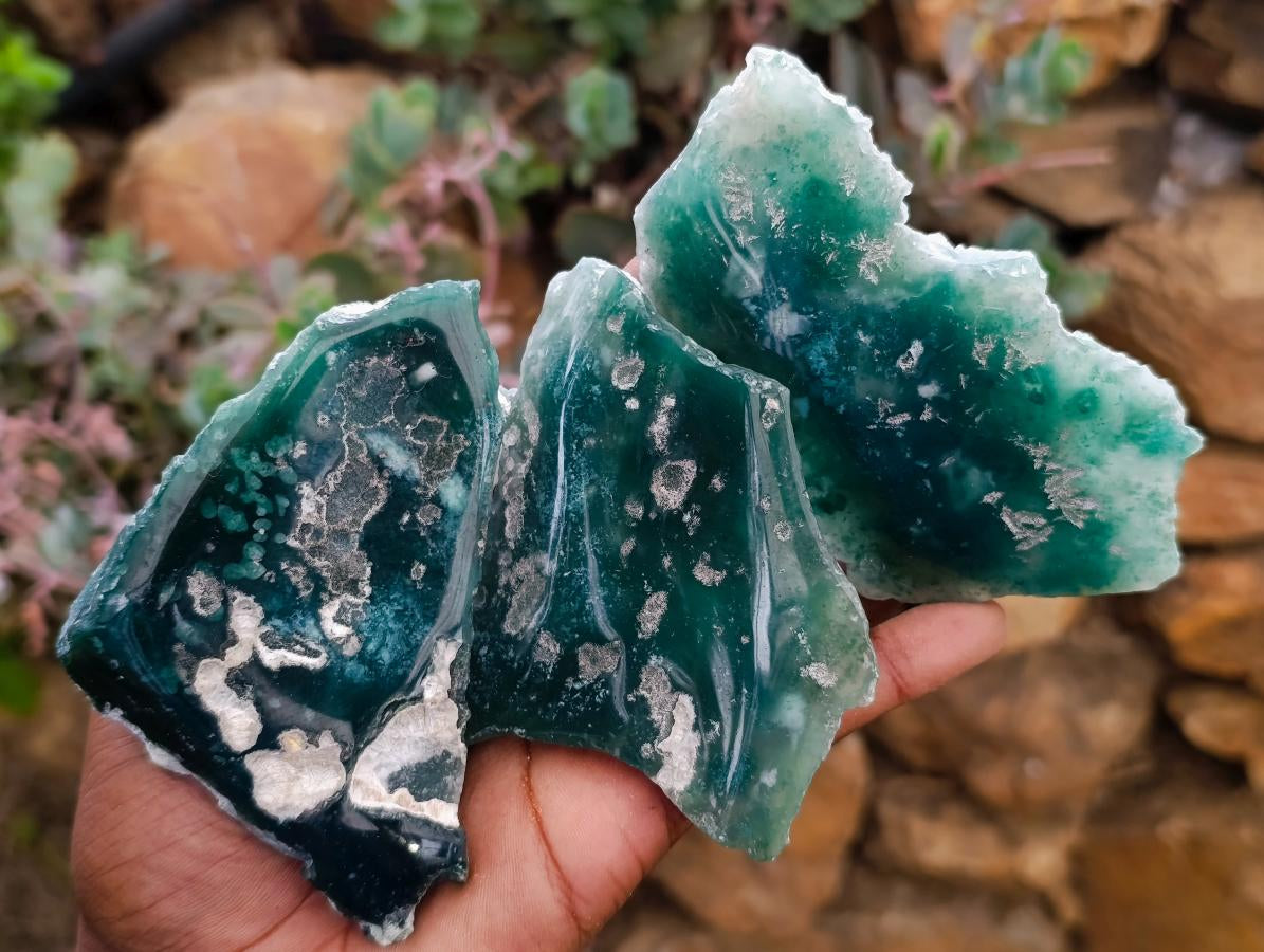 Polished On One Side Mtorolite Plates x 12 From Mutorashanga, Zimbabwe