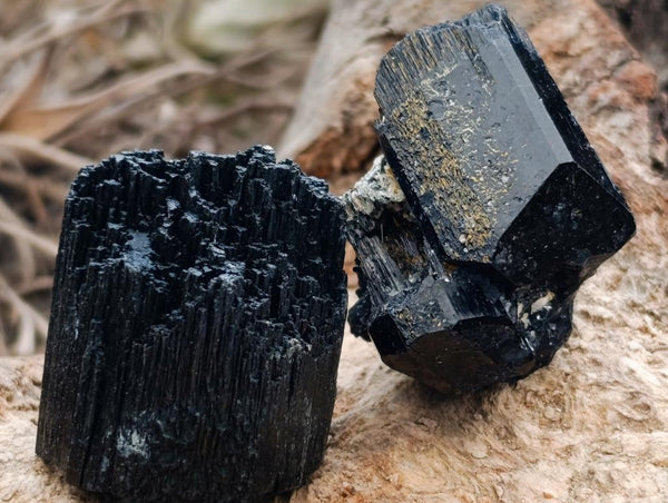 Natural Schorl Black Tourmaline with Associated Minerals x 25 From Erongo, Namibia