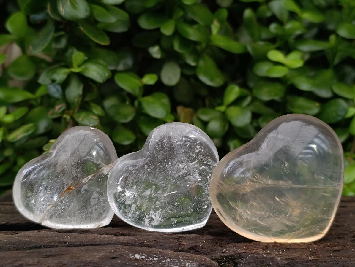 Polished Rock Crystal Hearts x 6 From Amoron’i Mania Madagascar