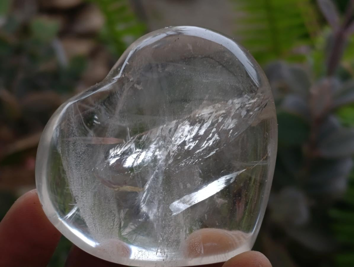 Polished Rock Crystal Hearts x 6 From Amoron’i Mania Madagascar