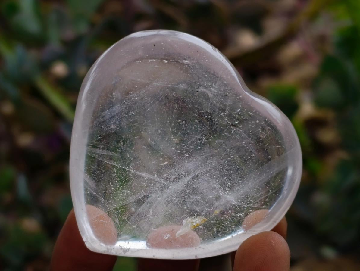 Polished Rock Crystal Hearts x 6 From Amoron’i Mania Madagascar