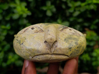 Hand Made Leopard Stone Cat Face Carvings x 3 From Zimbabwe