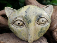 Hand Made Leopard Stone Cat Face Carvings x 3 From Zimbabwe