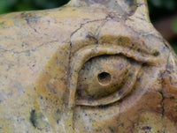 Hand Made Leopard Stone Cat Face Carvings x 3 From Zimbabwe