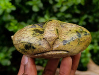 Hand Made Leopard Stone Cat Face Carvings x 3 From Zimbabwe
