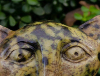 Hand Made Leopard Stone Cat Face Carvings x 3 From Zimbabwe