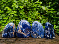 Polished Sodalite Standing Free Forms x 4 From Kunene River, Namibia