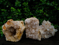 Natural Clear Limonite Quartz Clusters x 3 From Solwezi, Zambia