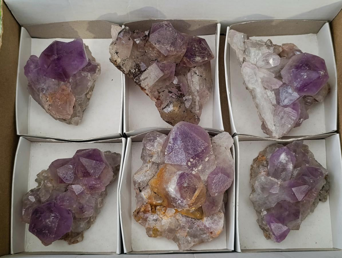 Natural Jacaranda Amethyst Crystal Clusters x 6 From Mumbwa, Zambia