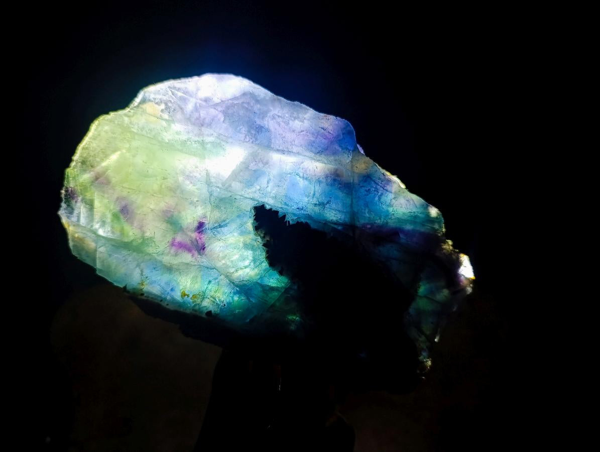 Polished Watermelon Fluorite Slices x 2 From Uis, Namibia