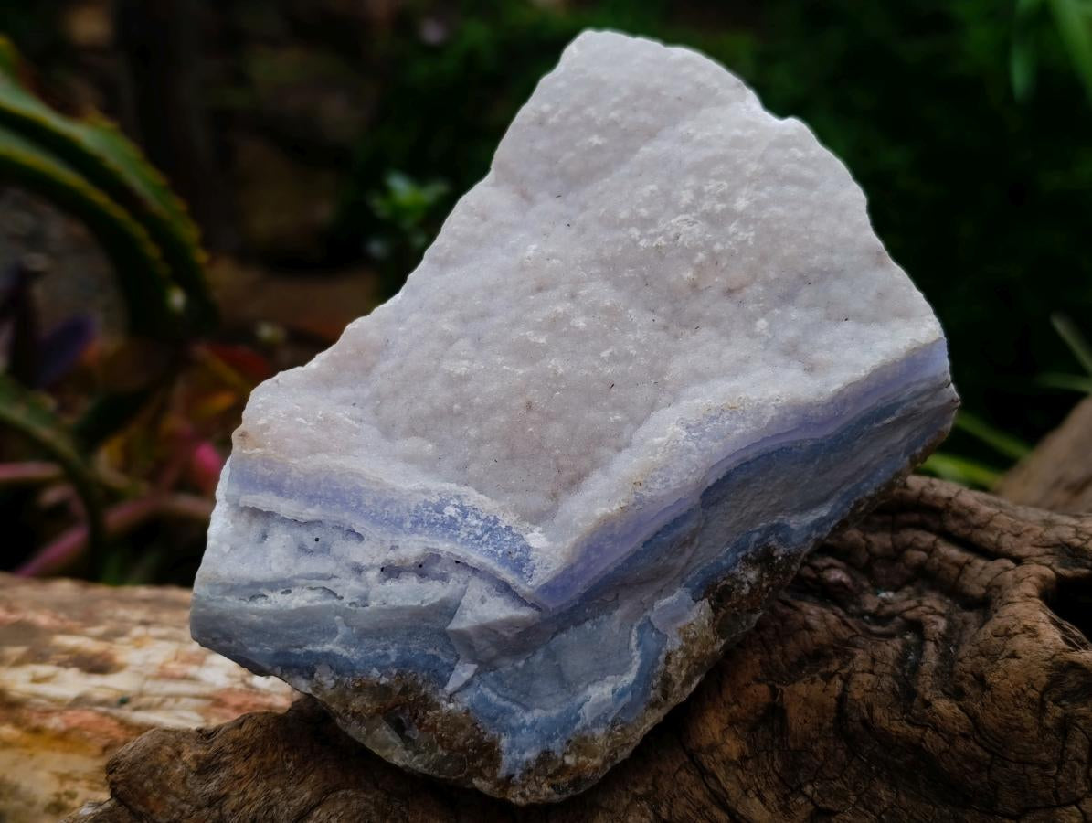 Natural Blue Lace Agate Crystalline Plate Specimens x 3 From Namibia
