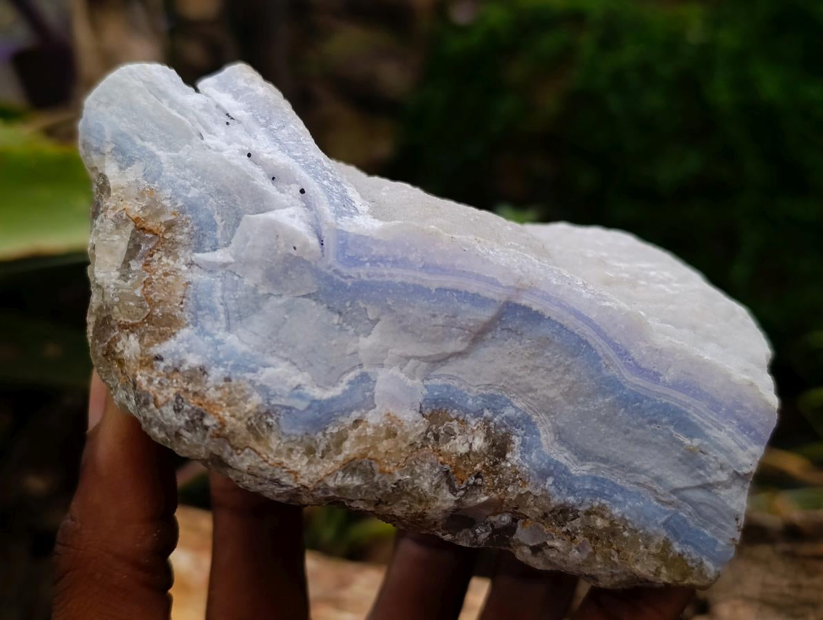Natural Blue Lace Agate Crystalline Plate Specimens x 3 From Namibia