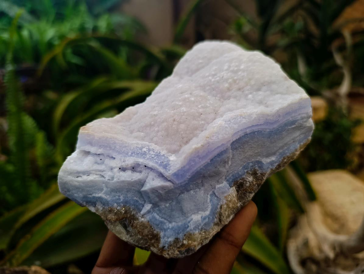 Natural Blue Lace Agate Crystalline Plate Specimens x 3 From Namibia