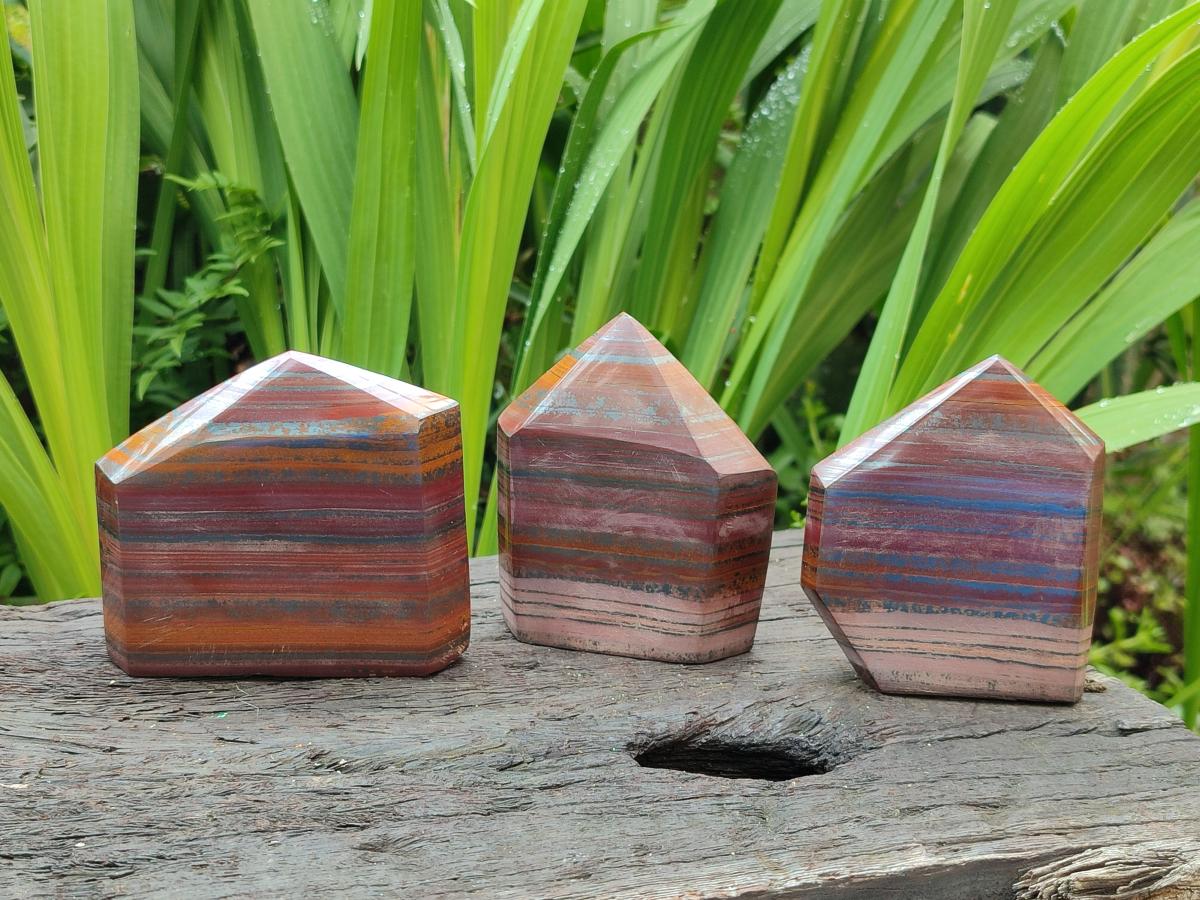 Polished Banded Tiger Iron Points x 3 From South Africa
