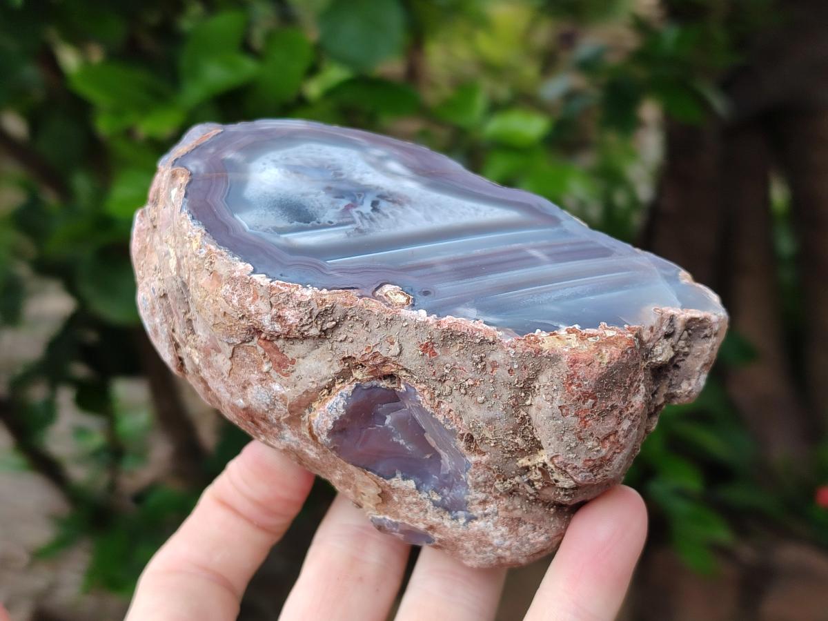 Polished On One Side Red Shashe River Agate Nodules x 4 From Shashe River, Zimbabwe