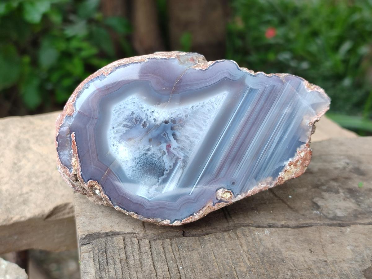Polished On One Side Red Shashe River Agate Nodules x 4 From Shashe River, Zimbabwe