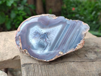 Polished On One Side Red Shashe River Agate Nodules x 4 From Shashe River, Zimbabwe