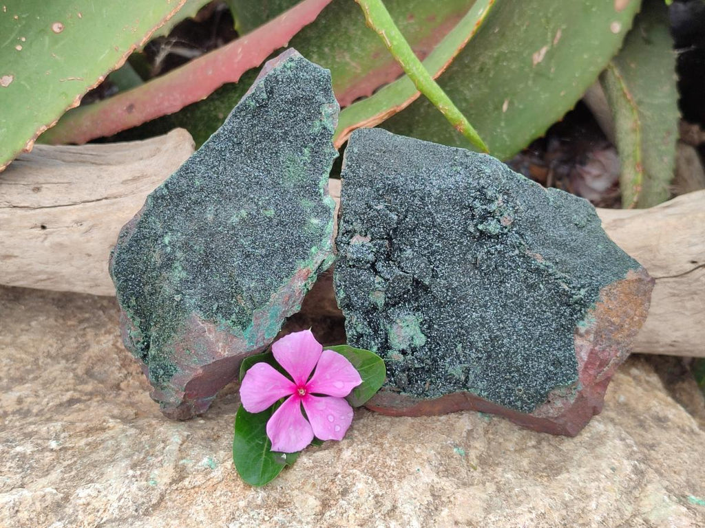 Natural Libethenite Crystals On Dolomite Matrix Specimens x 2 From Shituru, Congo