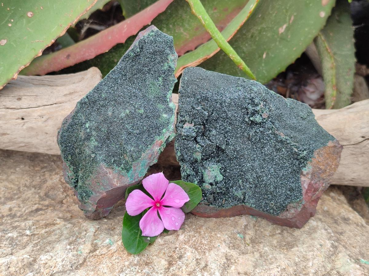 Natural Libethenite Crystals On Dolomite Matrix Specimens x 2 From Shituru, Congo