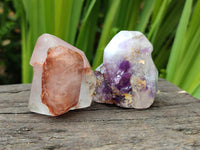 Polished Smokey Amethyst Window Quartz Crystals x 12 From Akansobe, Madagascar