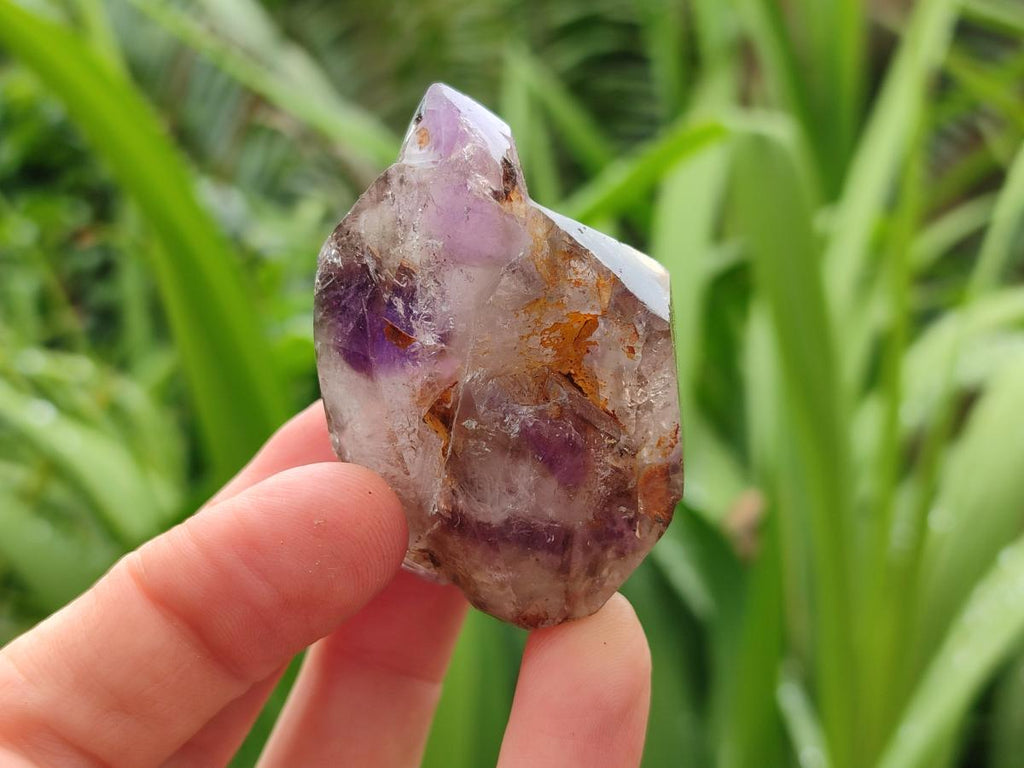Polished Smokey Amethyst Window Quartz Crystals x 12 From Akansobe, Madagascar