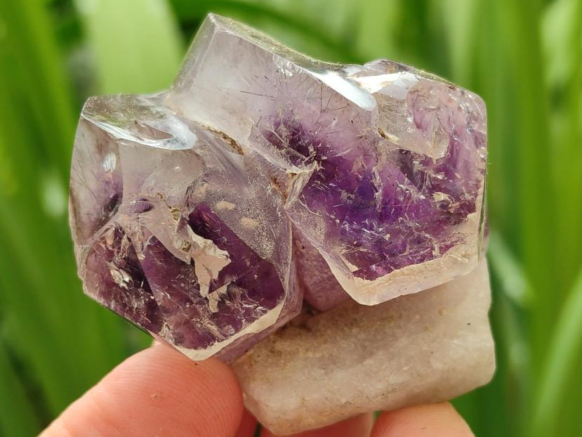 Polished Smokey Amethyst Window Quartz Crystals x 12 From Akansobe, Madagascar