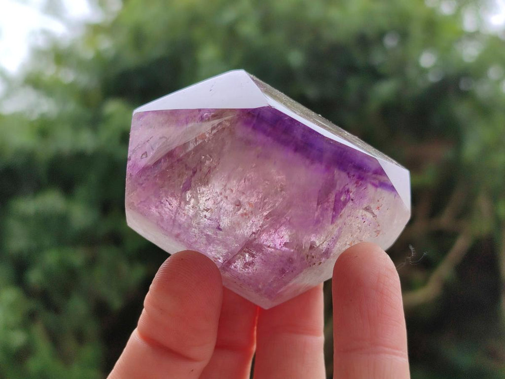 Polished Smokey Amethyst Window Quartz Crystals x 12 From Akansobe, Madagascar