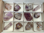 Polished Smokey Amethyst Window Quartz Crystals x 12 From Akansobe, Madagascar