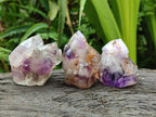 Polished Smokey Amethyst Window Quartz Crystals x 12 From Akansobe, Madagascar