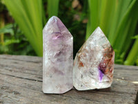 Polished Smokey Amethyst Window Quartz Crystals x 12 From Akansobe, Madagascar