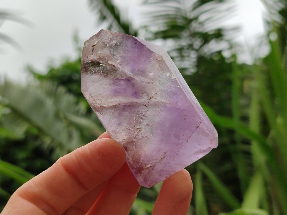 Polished Smokey Amethyst Window Quartz Crystals x 12 From Akansobe, Madagascar