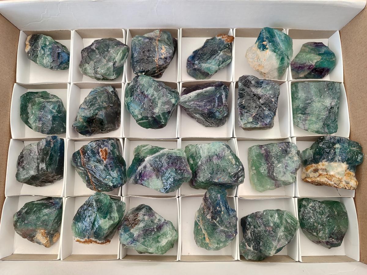 Natural Watermelon Fluorite Cobbed Specimens x 24 From Uis, Namibia