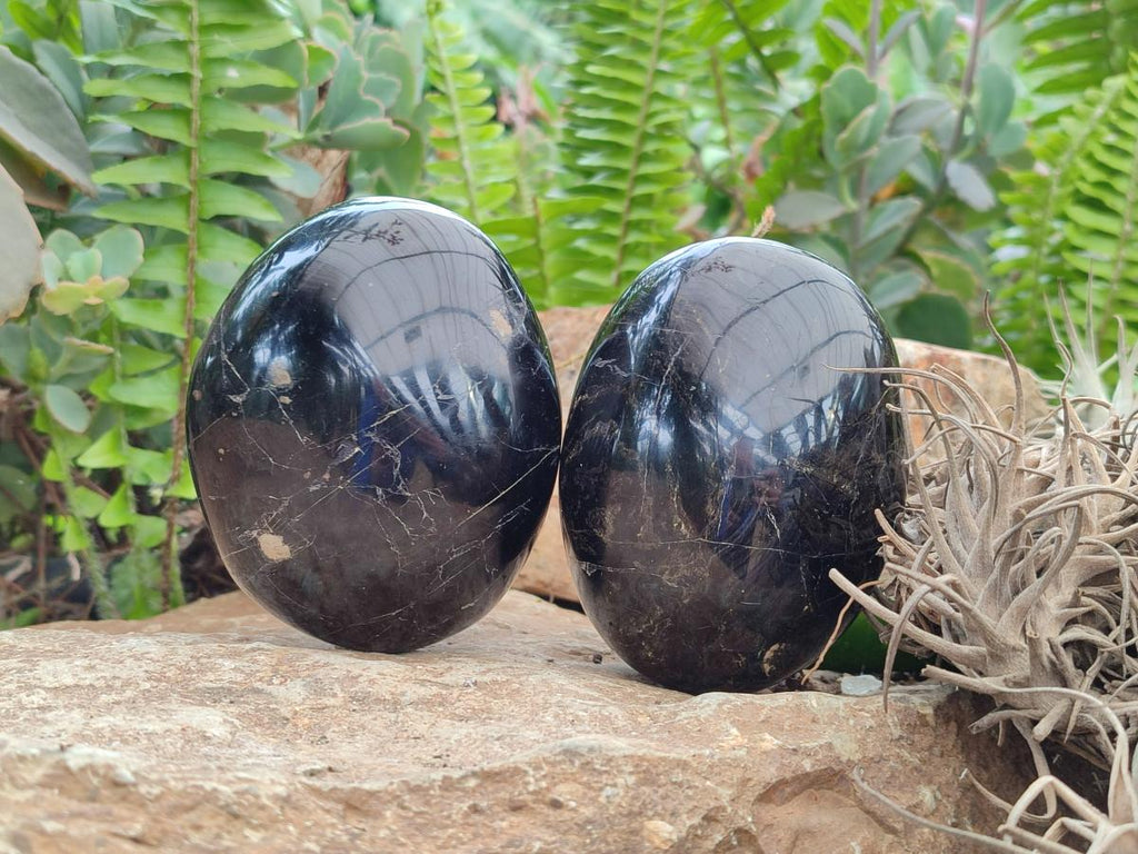 Polished Black Tourmaline Free Forms x 3 From Madagascar