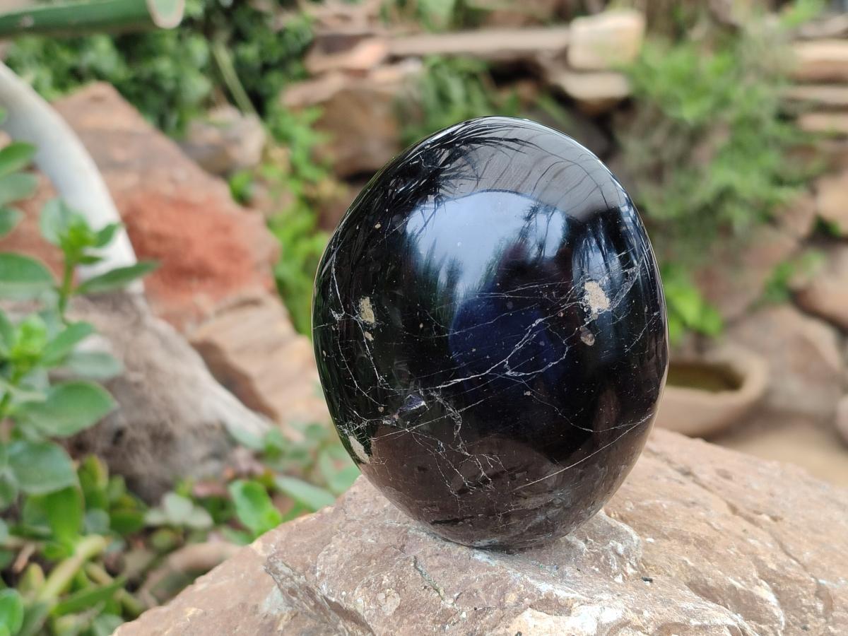 Polished Black Tourmaline Free Forms x 3 From Madagascar