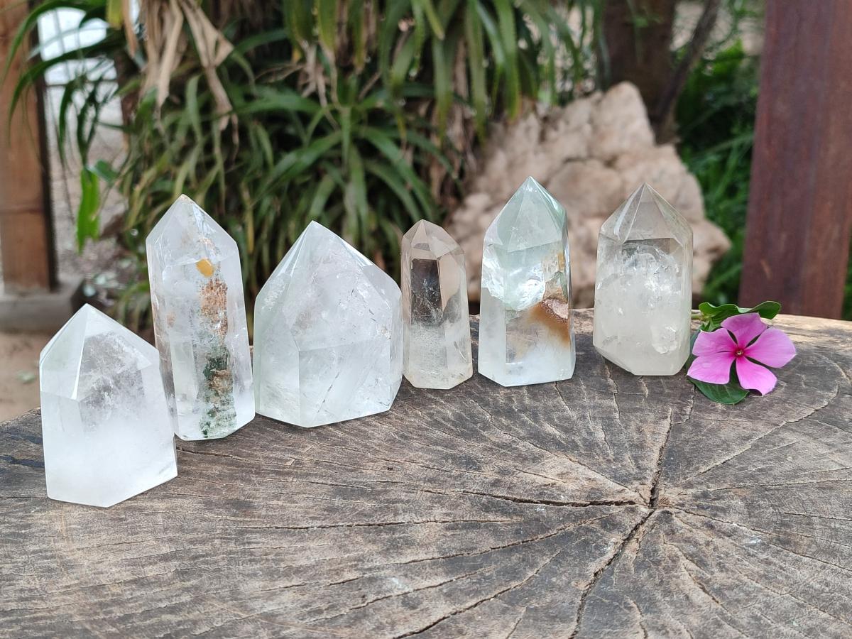 Polished Quartz Crystals With Inclusions x 6 From Madagascar